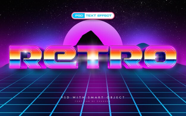 Efecto de texto de estilo 3D retro espacial