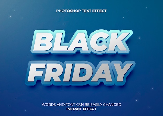 PSD gratuito efecto de texto de estilo azul black friday