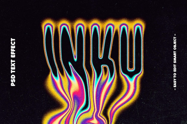 Efecto de texto de estilo Inku de fusión líquida