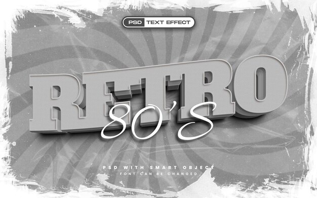 Efecto de texto de estilo retro 3D en blanco y negro
