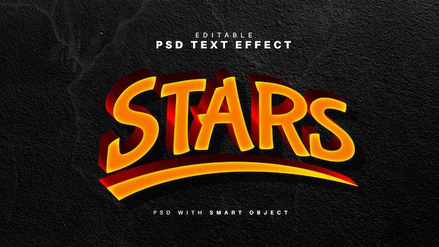 PSD gratuito efecto de texto de estrellas