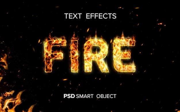 Efecto de texto de fuego creativo