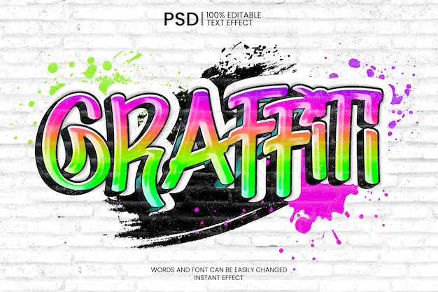 PSD gratuito efecto de texto de graffiti