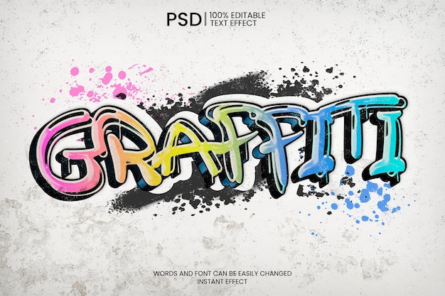 PSD gratuito efecto de texto de graffiti