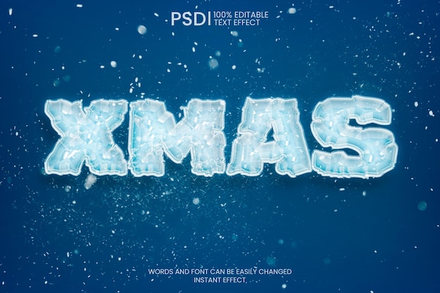 PSD gratuito efecto de texto helado de navidad editable