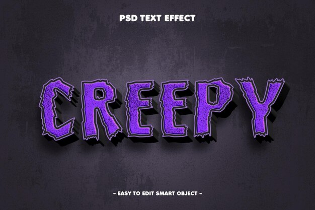 Efecto de texto de horror espeluznante editable