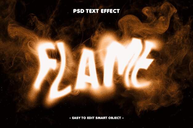 Efecto de texto de humo de llama