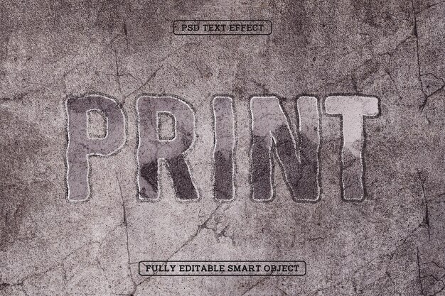 Efecto de texto de impresión de estilo de pintura en apuros