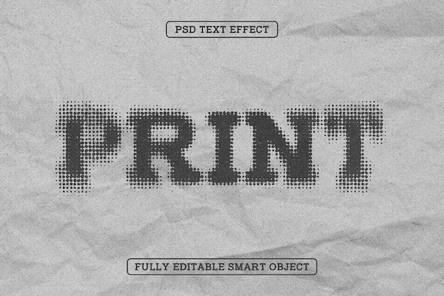 Efecto de texto de impresión texturizado con puntos de medio tono