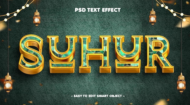 Efecto de texto islámico editable de Suhur Ramadan Kareem
