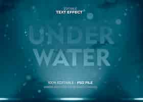 PSD gratuito efecto de texto de letras bajo el agua