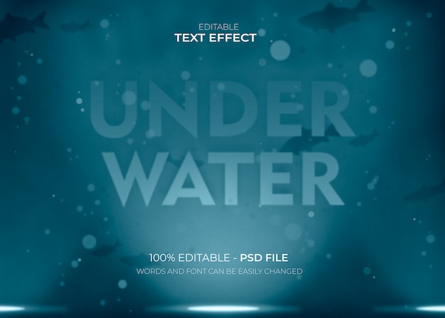 Efecto de texto de letras bajo el agua
