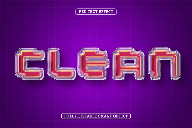 Efecto de texto limpio de estilo de vidrio colorido