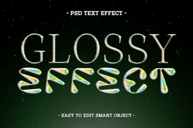 Efecto de texto metálico de cromo con gradiente brillante