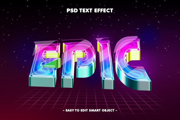 Efecto de texto de neón 3D épico