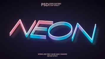 PSD gratuito efecto de texto de neón 3d