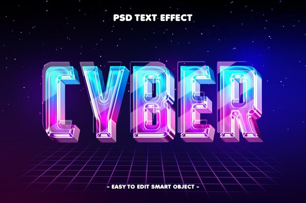 Efecto de texto de neón de estilo cibernético