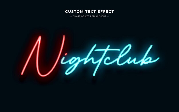 Efecto de texto de neón rojo y azul