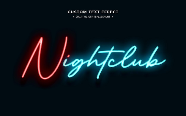 Efecto de texto de neón rojo y azul