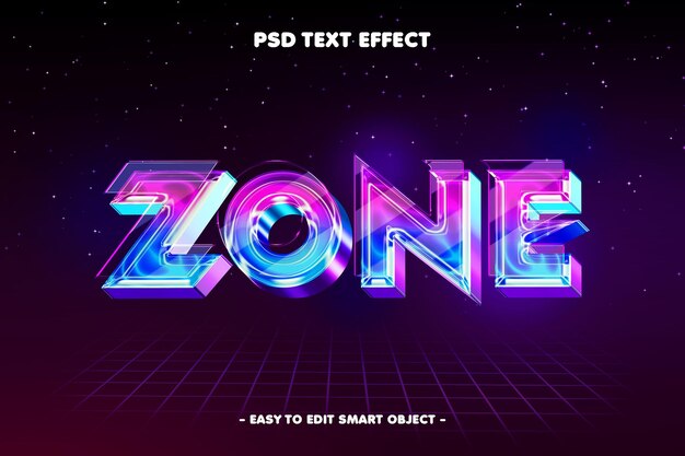Efecto de texto de neón de zona 3D