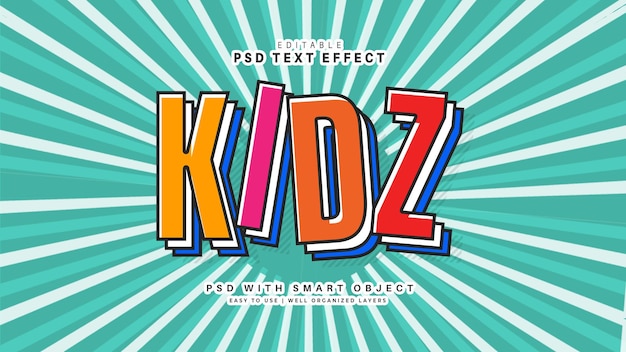 efecto de texto de niños 3d
