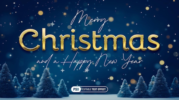 PSD gratuito efecto de texto de oro elegante de navidad editable