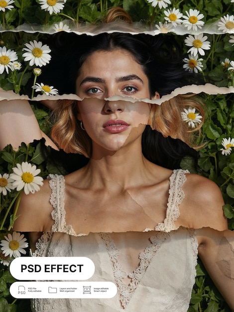 Efecto de texto de papel rasgado