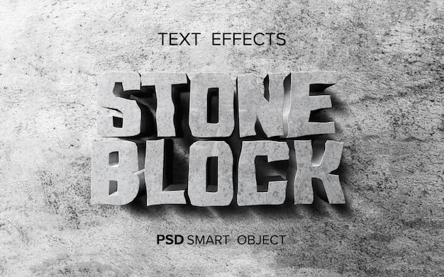 Efecto de texto de piedra abstracta PSD gratuito