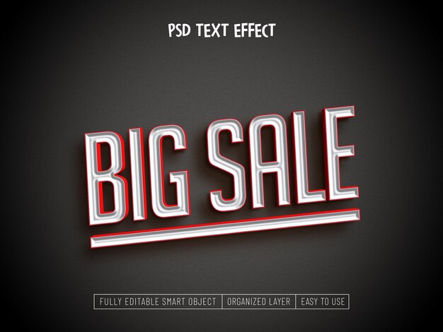 Efecto de texto psd de banner de venta