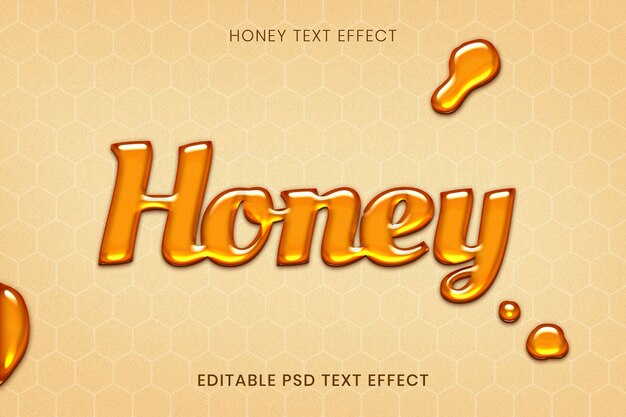 Efecto de texto psd editable de miel