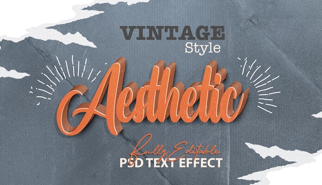 Efecto de texto psd de estilo vintage 3D