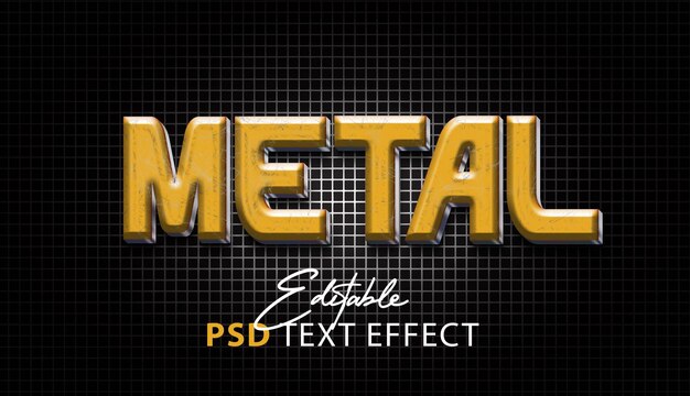 efecto de texto psd de metal