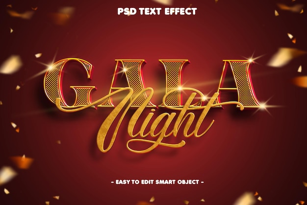 PSD gratuito efecto de texto psd de la noche de gala.