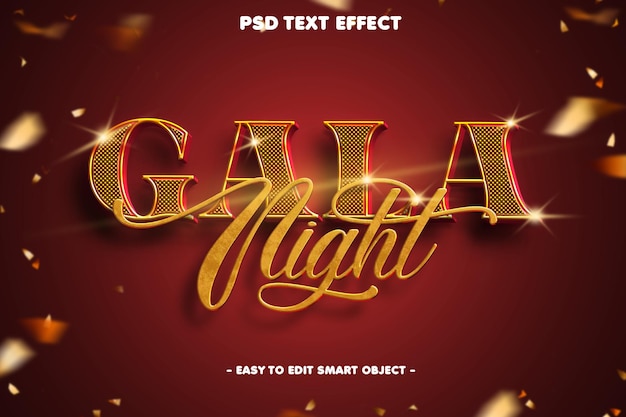 Efecto de texto psd de la noche de gala