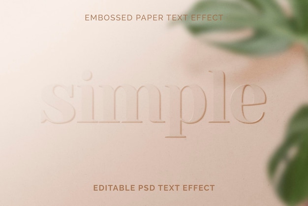 Efecto de texto PSD, plantilla de alta calidad de textura de papel en relieve