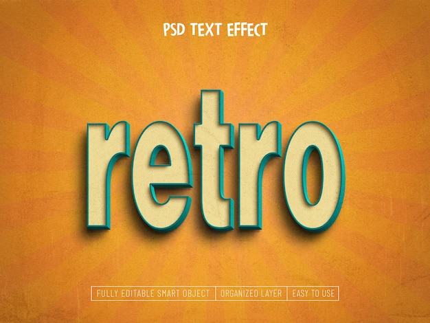 Efecto de texto psd retro