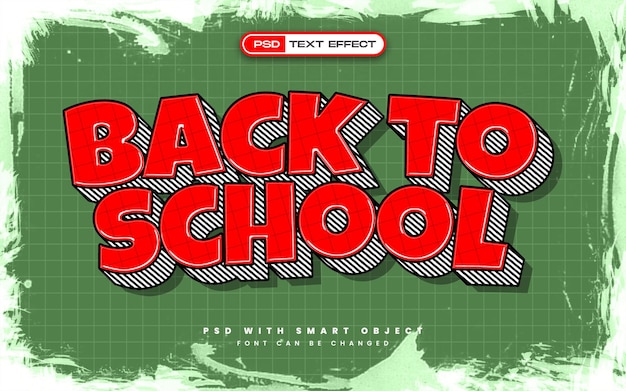 Efecto de texto retro de regreso a la escuela en 3D