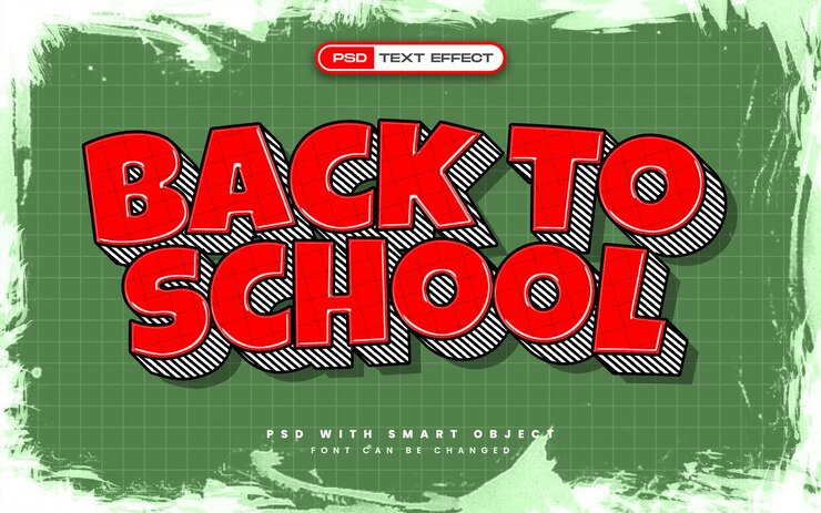 Efecto de texto retro de regreso a la escuela en 3D