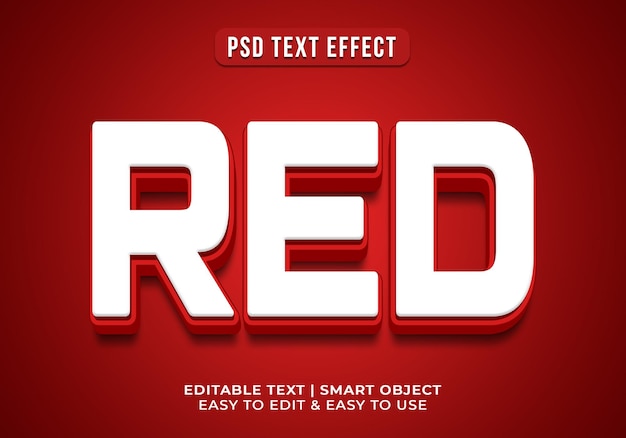 Efecto de texto rojo de estilo 3D editable