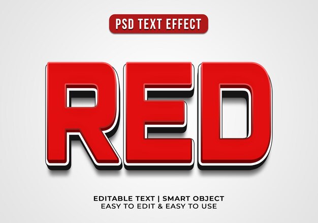 Efecto de texto rojo de estilo 3D editable