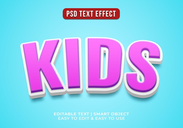 Efecto de texto rosa para niños en 3d