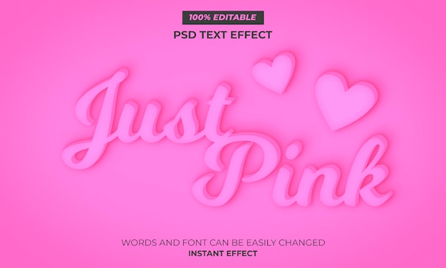 PSD gratuito efecto de texto rosa