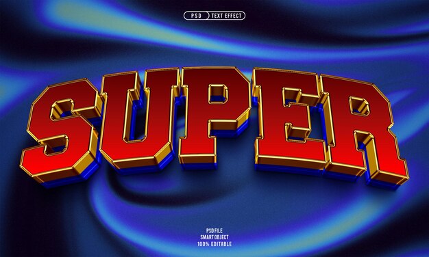 Efecto de texto super 3D editable