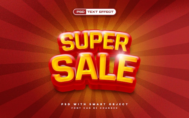 Efecto de texto de súper venta roja