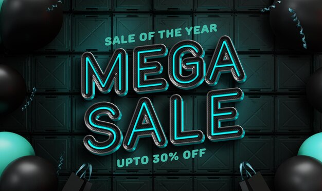 Efecto de texto de venta mega del viernes negro