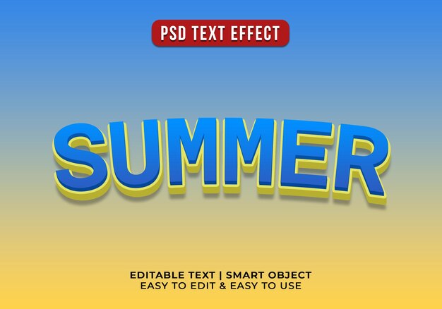 Efecto de texto de verano 3D editable