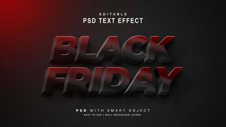 PSD gratuito efecto de texto de viernes negro 3d
