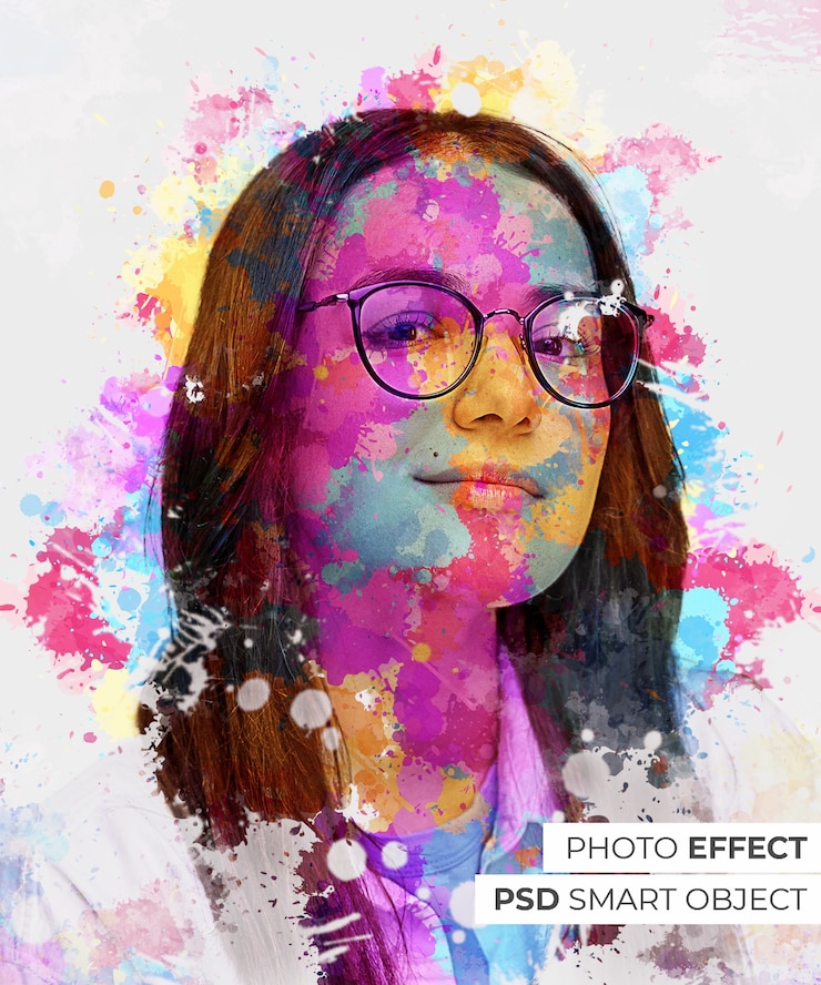 PSD Gratis efek foto cat warna-warni