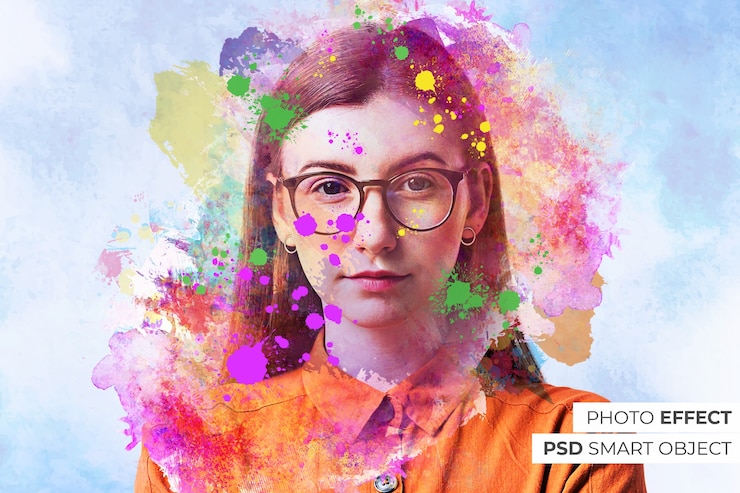 PSD Gratis efek foto cat warna-warni