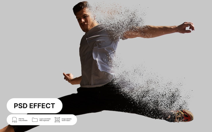 PSD Gratis efek foto dispersi